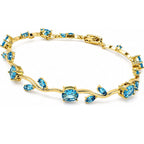 Aqua Blue Topaz Tulip Gemstone Bracelet