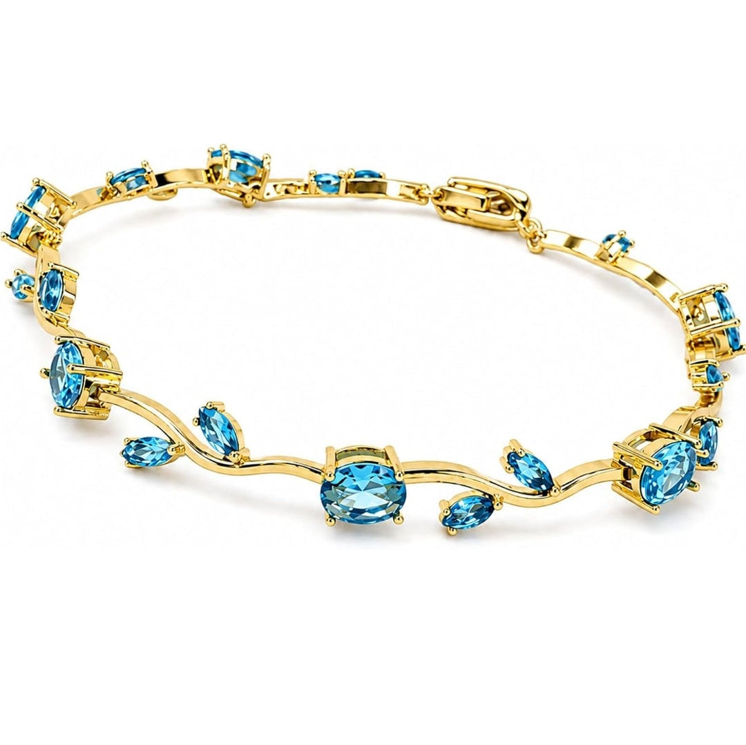 Aqua Blue Topaz Tulip Gemstone Bracelet