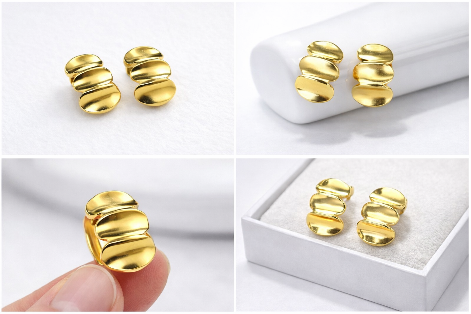 Modern Gold Abstract Stud Earrings