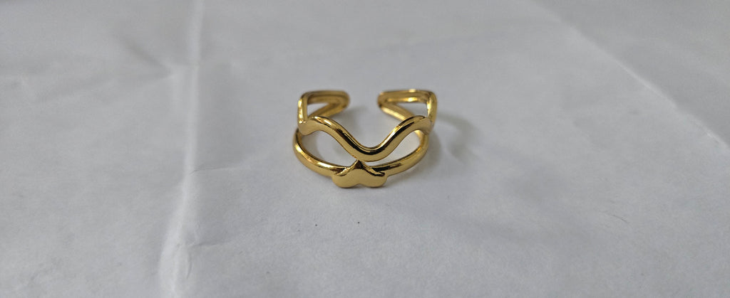 Gold Double-Wave Open Cuff Ring - product photo