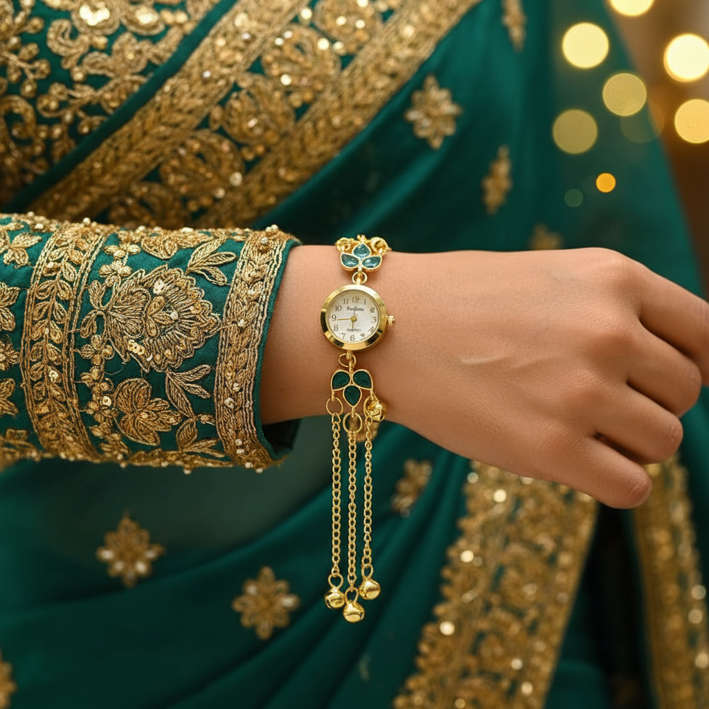 Teal Flower Bracelet Watch
