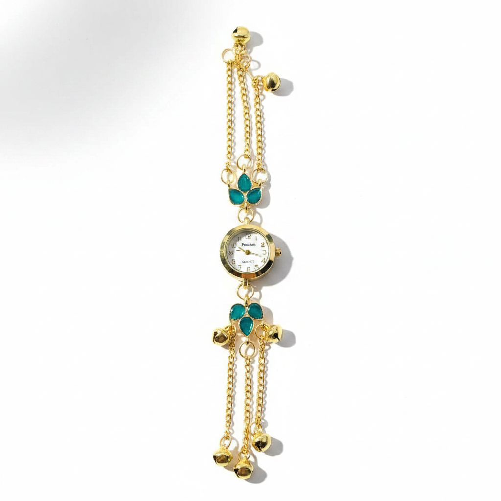 Teal Flower Bracelet Watch