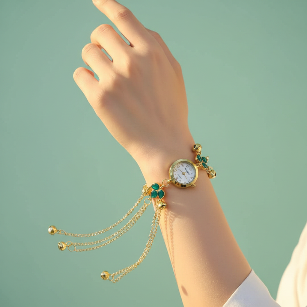 Teal Flower Bracelet Watch