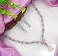 Deepika Inspired Necklace - Silver-Toned CZ Necklace Set - White